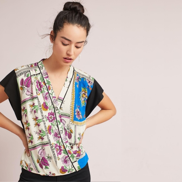 Anthropologie x TINY | Cara Wrap Top | Cream & Black | XS - Picture 4 of 8